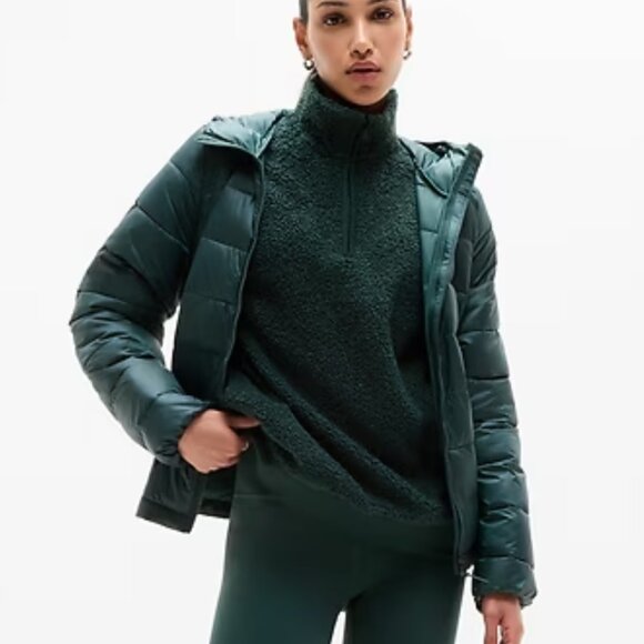 Athleta Forever Fleece Cloud 1/4 Zip Sweatshirt Color Pine - Picture 5 of 5